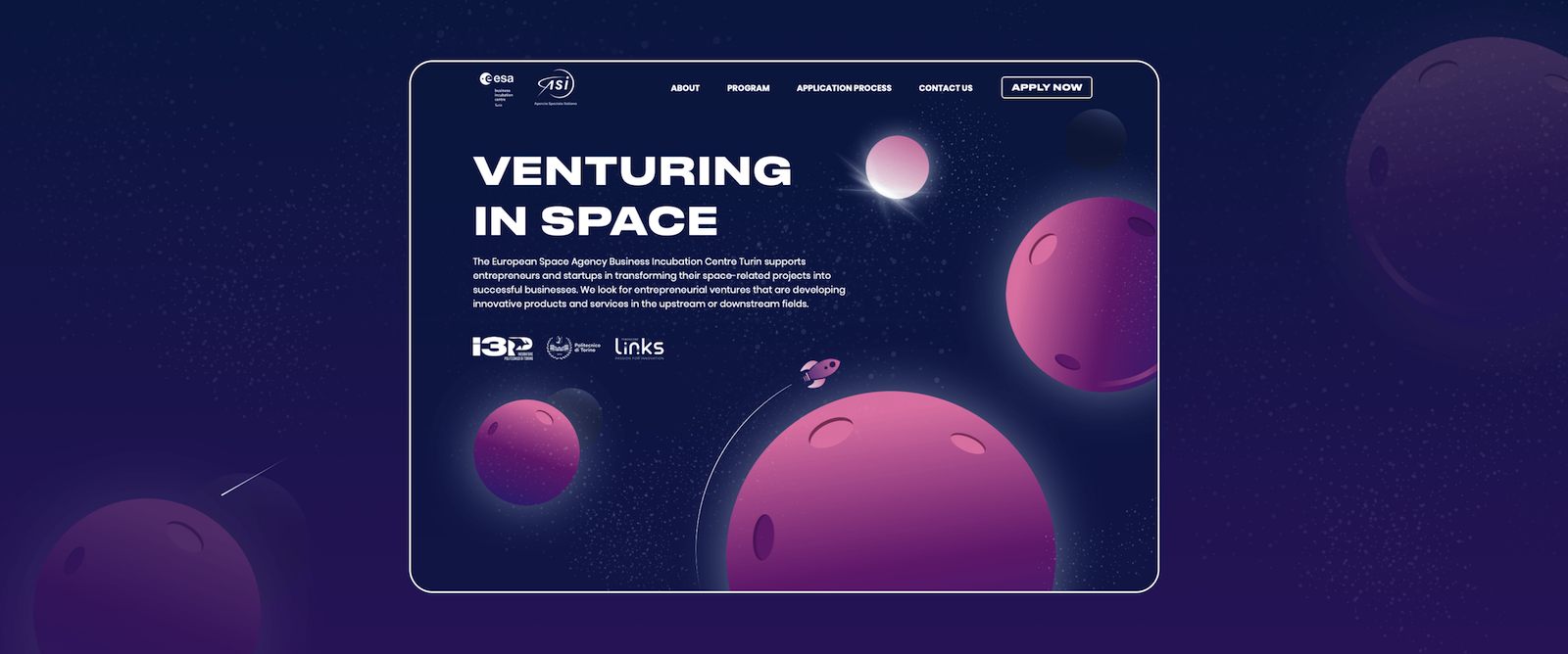 Mockup progetto EsaBic Turin: home sito web