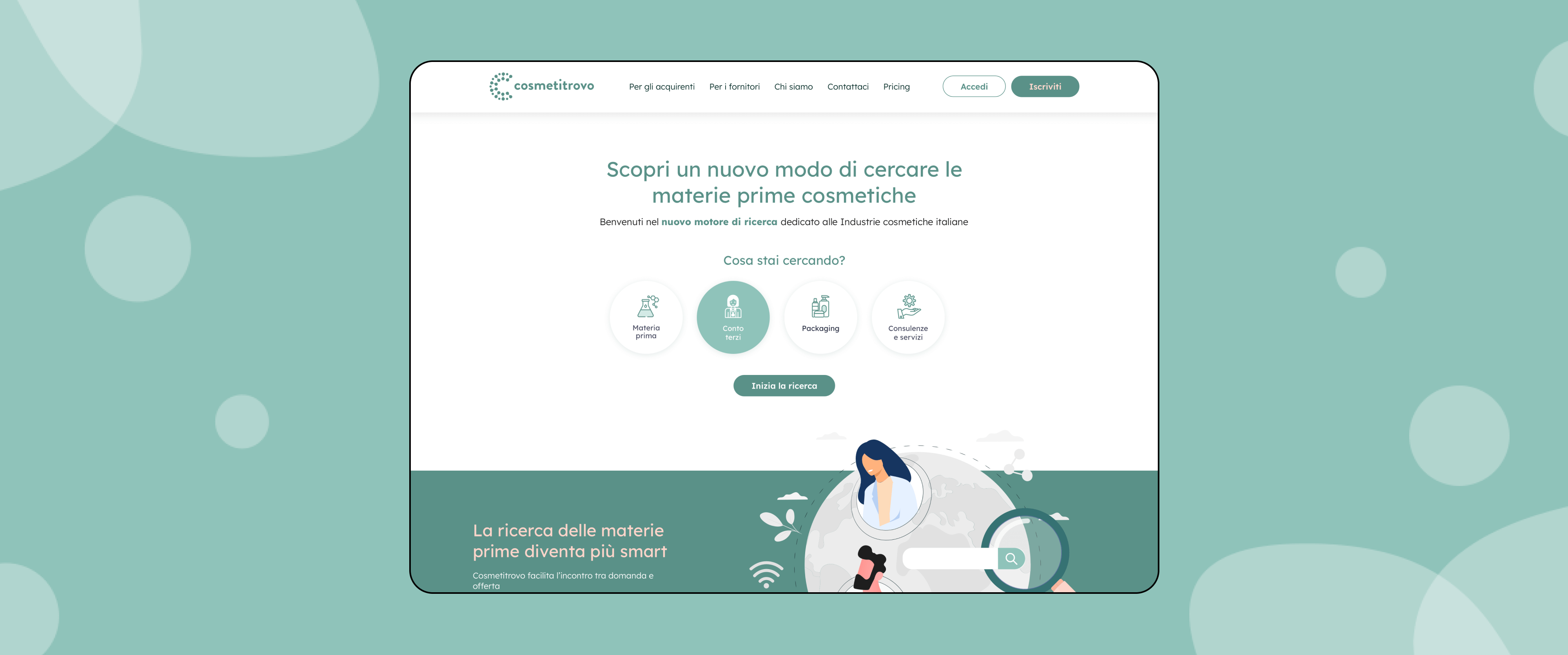 Mockup progetto Cosmetitrovo: home sito web