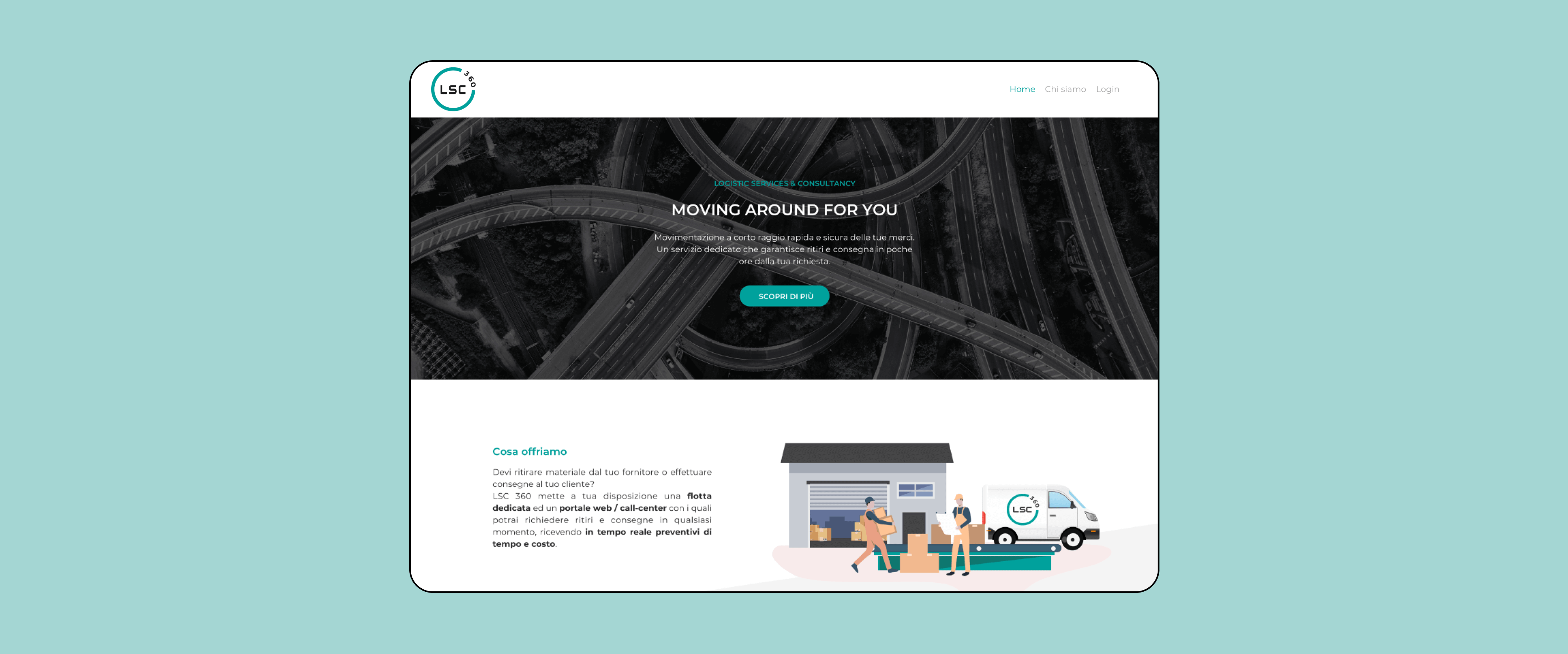 Mockup progetto LSC360: Home sito web