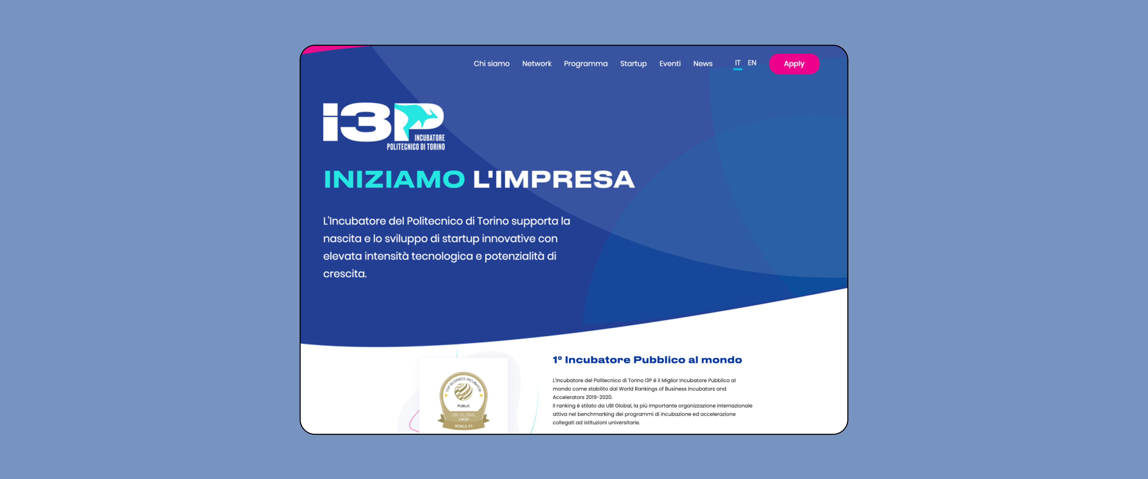 Mockup progetto I3p: Home