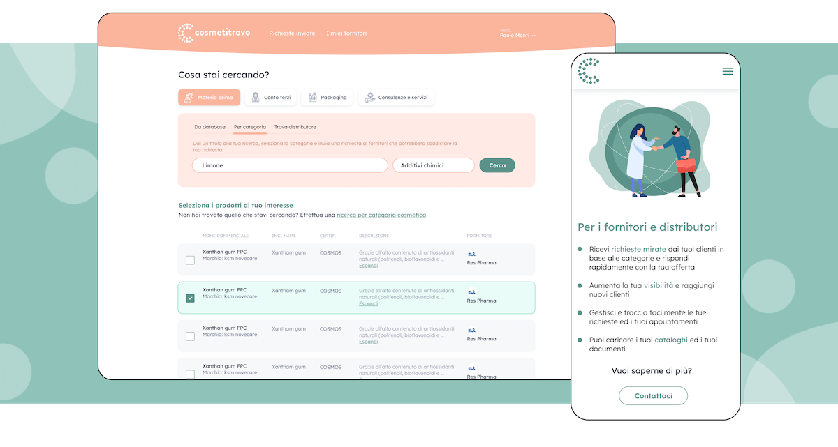 Mockup progetto Cosmetitrovo: desktop e mobile