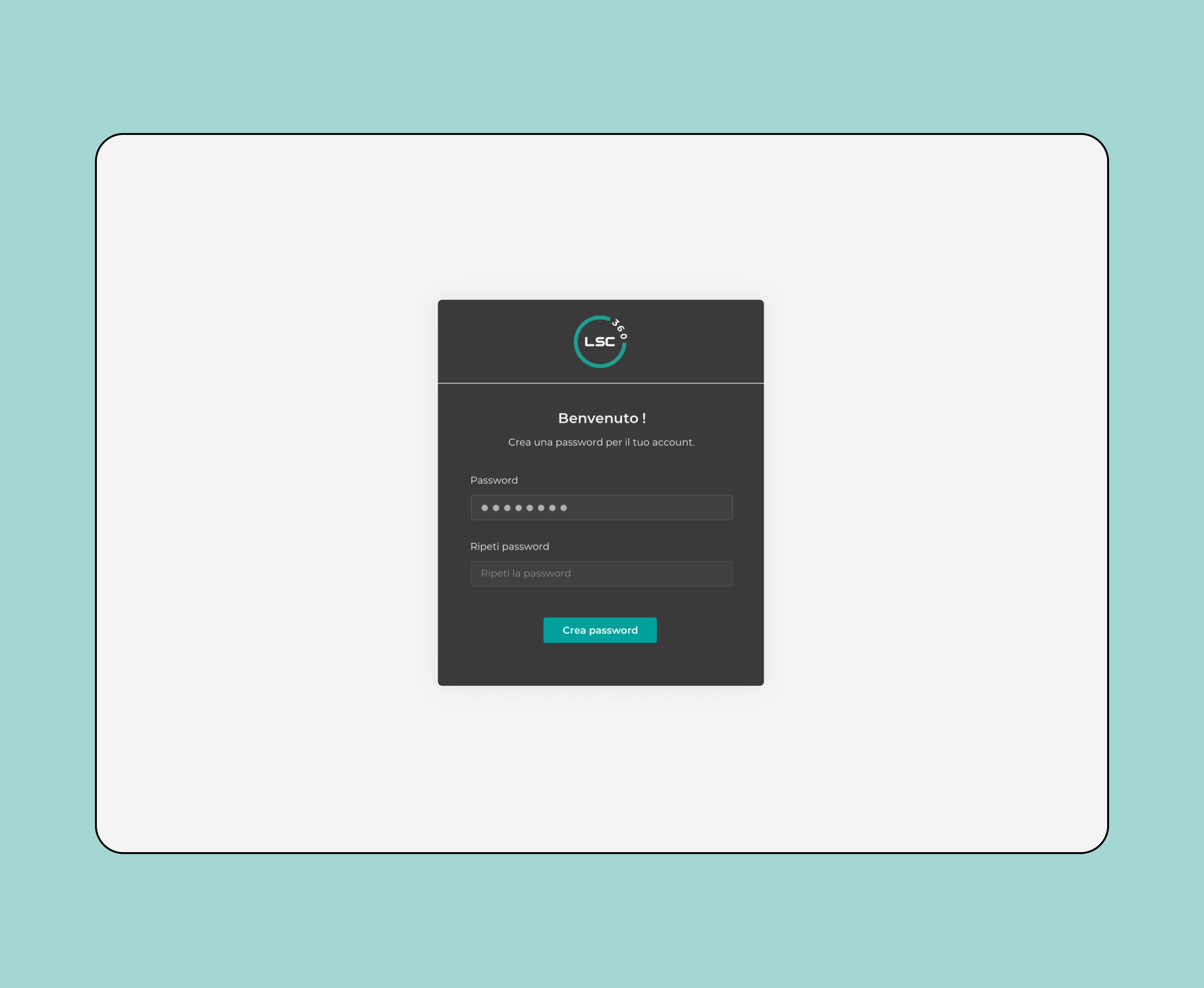 Mockup progetto LSC360: Schermata di login