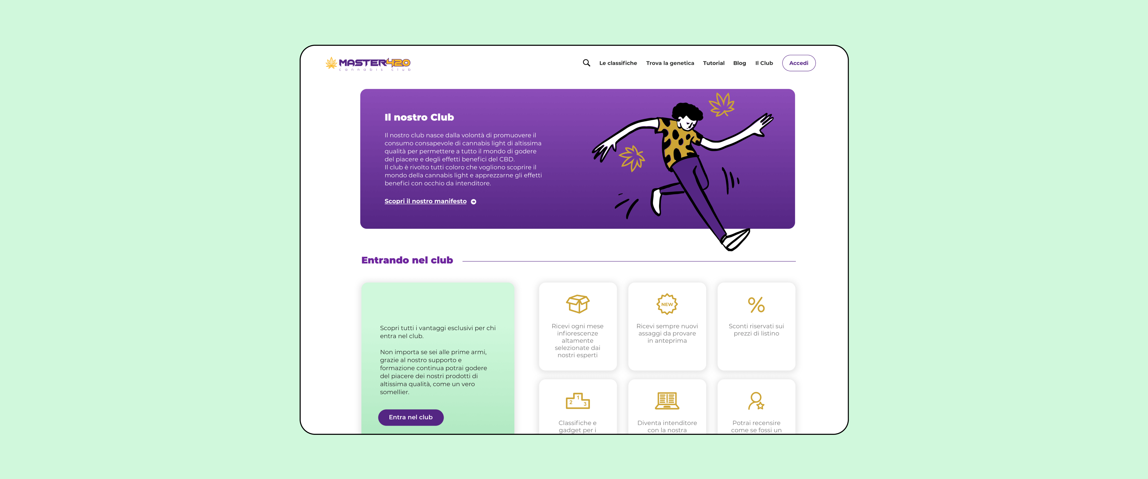 Mockup progetto Master420: Home