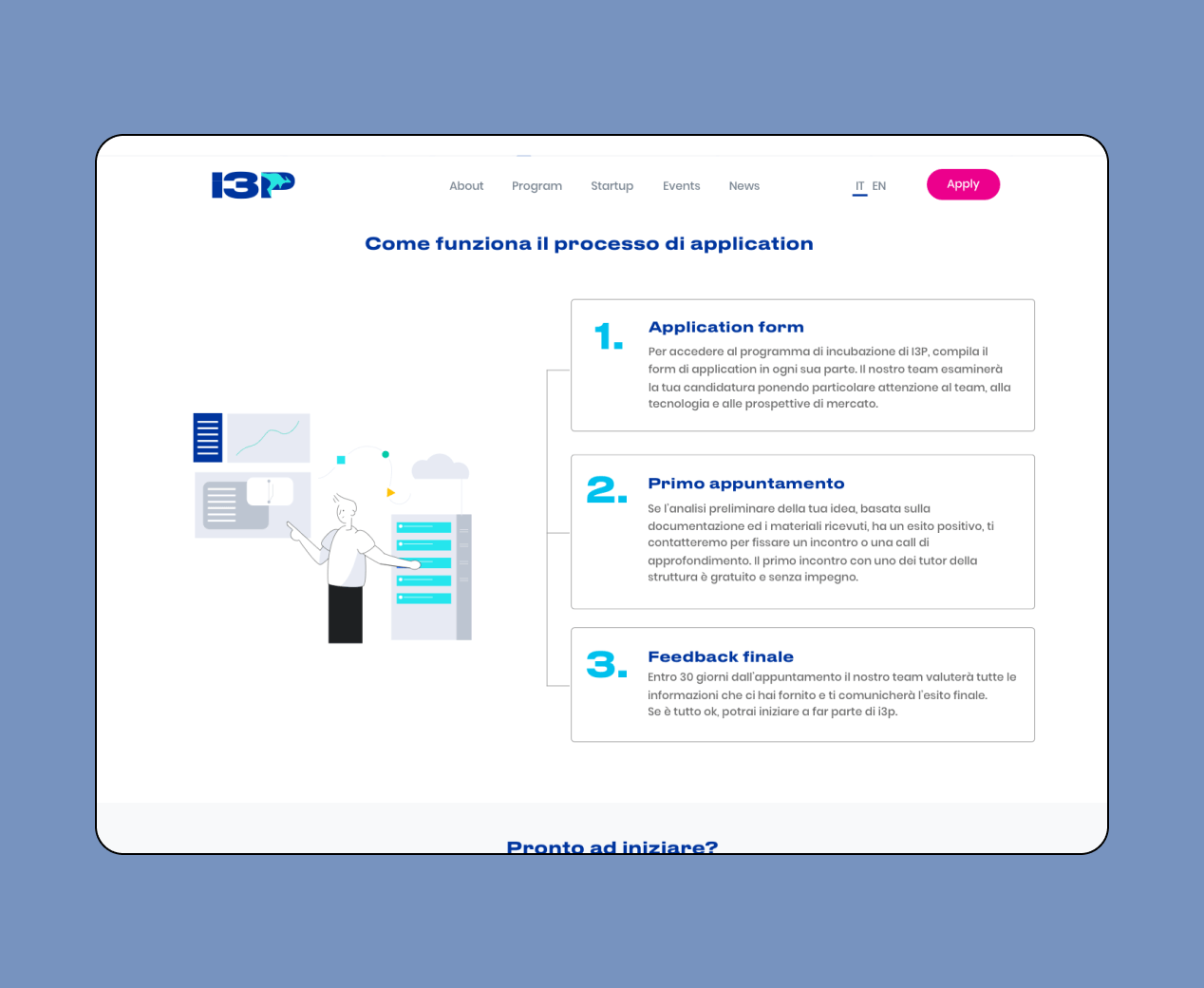 Mockup progetto I3p: come funziona application