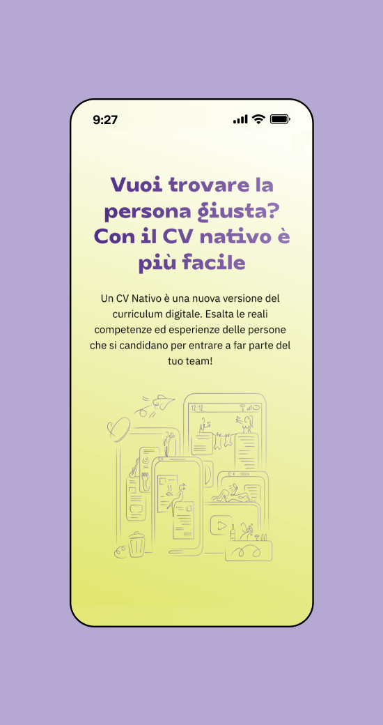 Mockup progetto Restworld: CV nativo versione mobile
