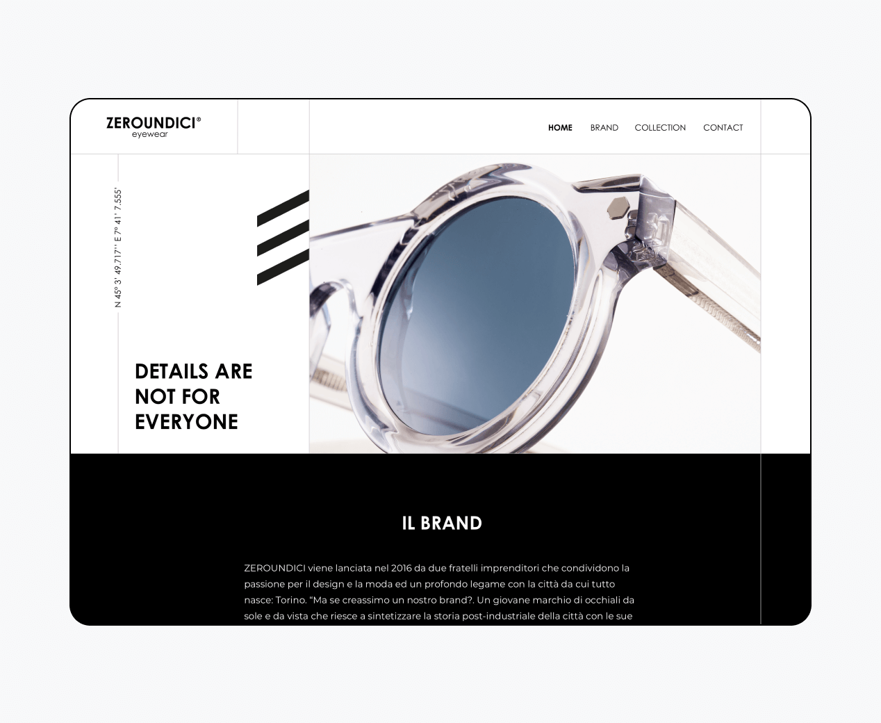 Mockup progetto Zeroundici: home