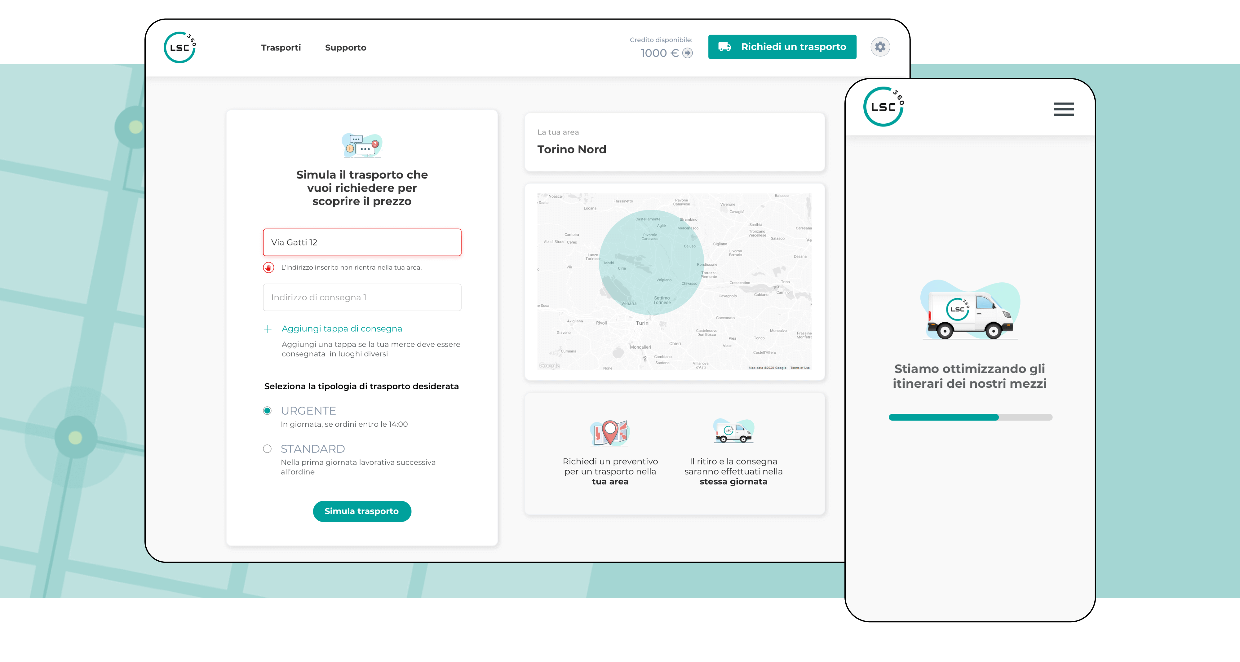 Mockup progetto LSC360 desktop e mobile