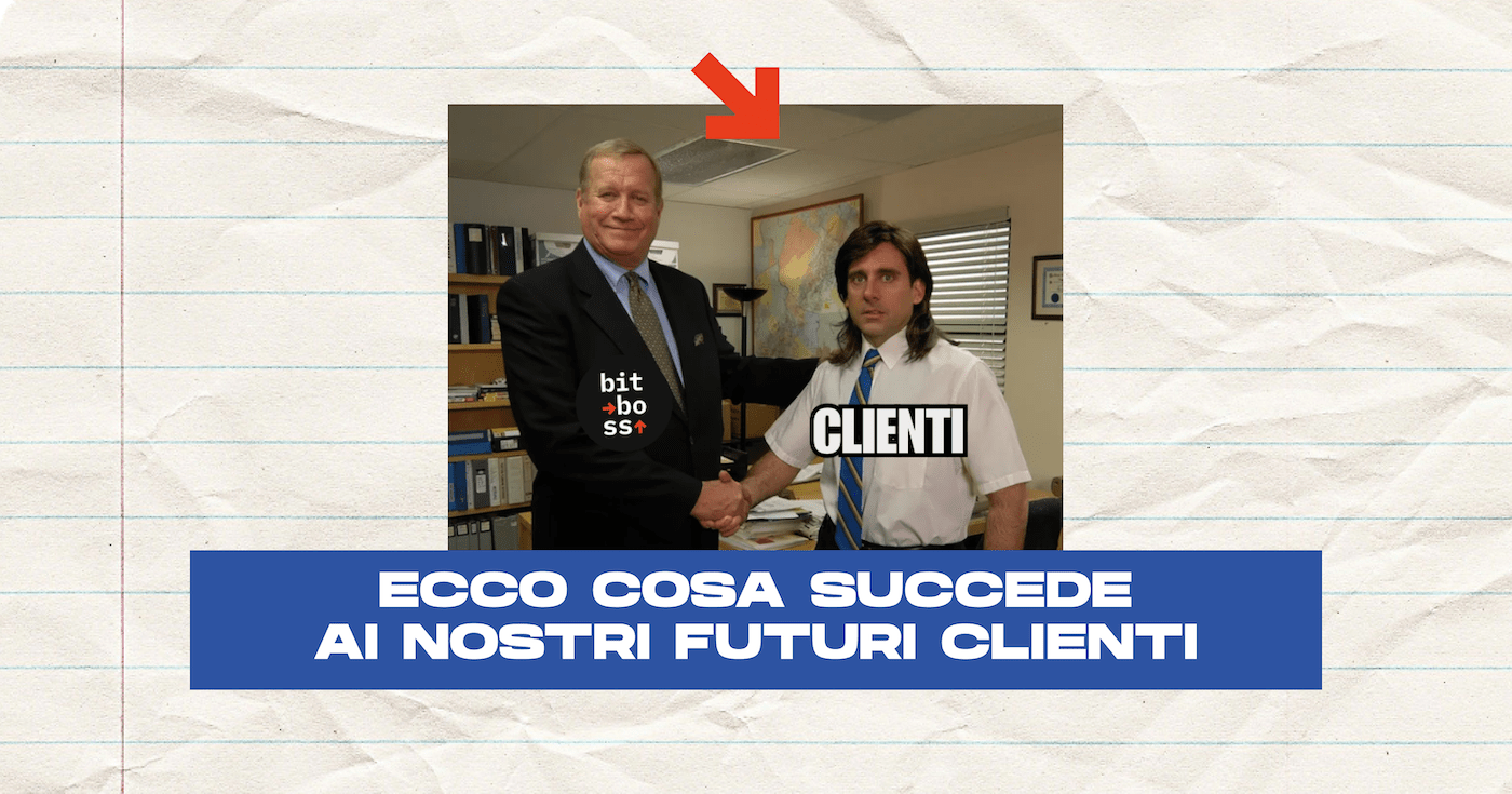 Meme d The Office con Michael Scott da giovane e scritta: Ecco cosa succede ai nostri futuri clienti