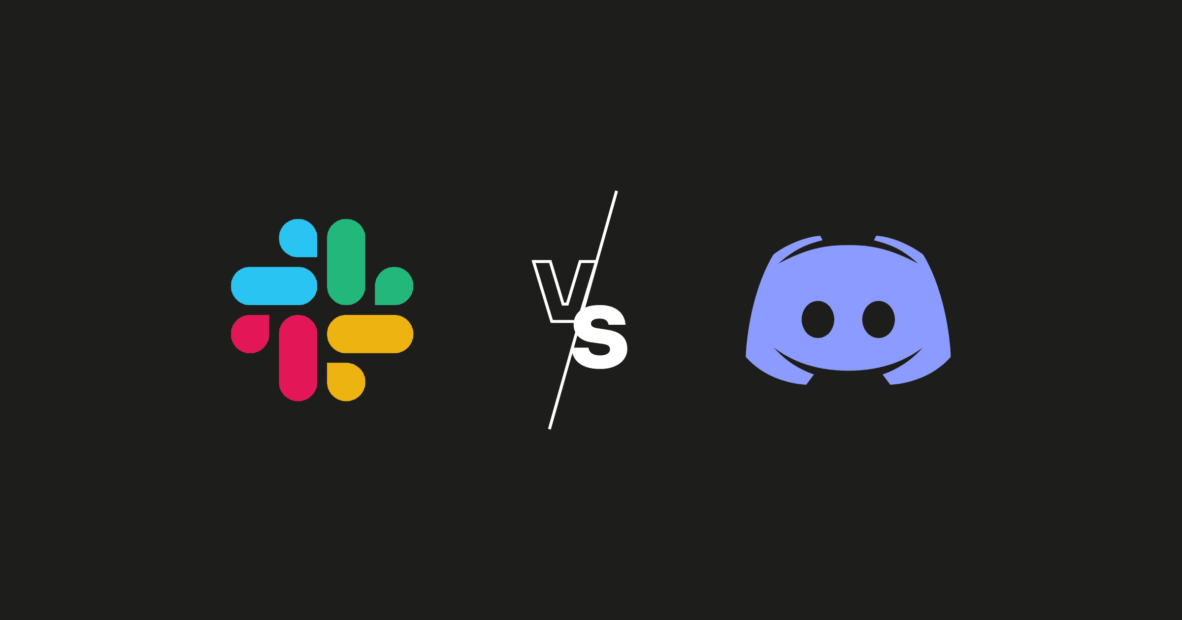 Logo Slack e logo Discord su sfondo nero