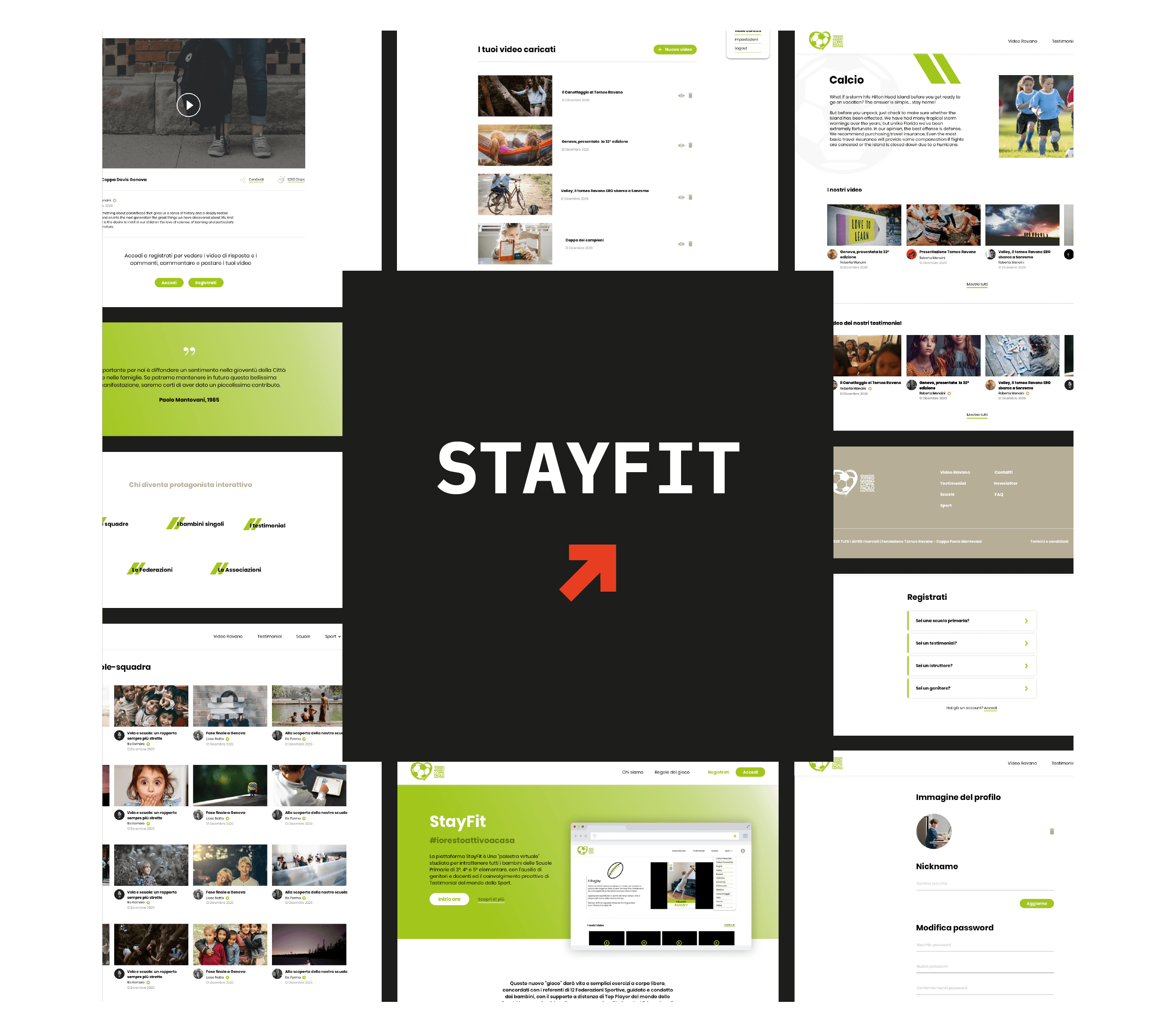 Mondo digitale: collage di mockup del progetto Stayfit di BitBoss